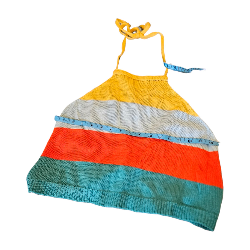 AQE Fashion Medium Multicolor Striped Cropped Halter Top - Picture 5 of 6